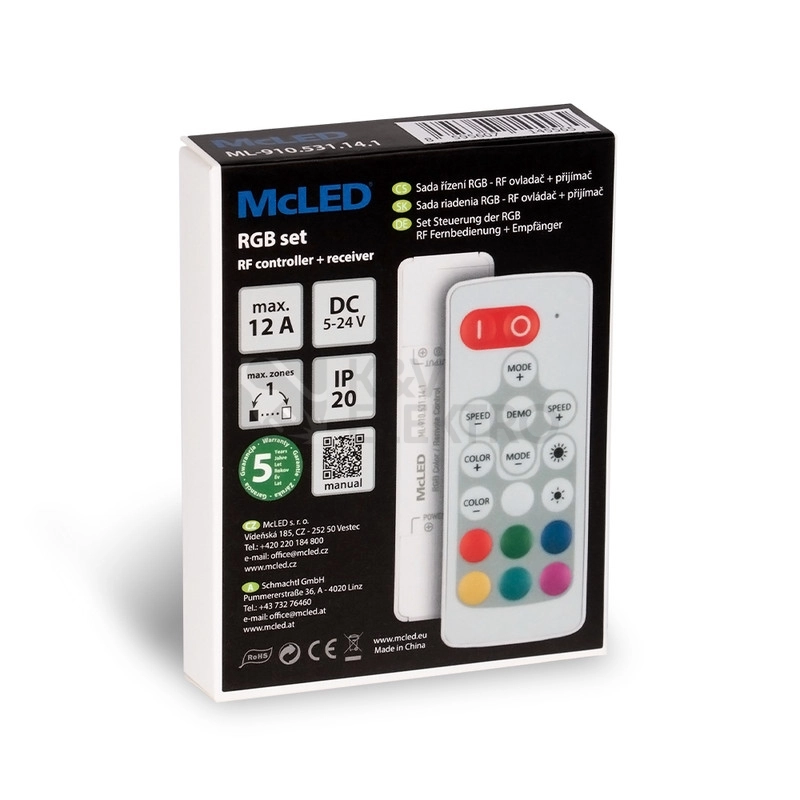 Obrázek produktu Ovládání LED pásku McLED ML-910.531.14.1 RF Nano pro RGB LED pásky ovladač + přijímač 6
