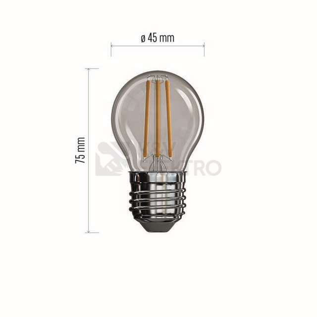 Obrázek produktu LED žárovka E27 EMOS Filament Mini Globe 3,4W (40W) teplá bílá (2700K) ZF1120 5