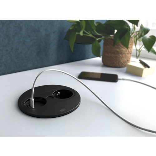 Stolní zásuvka BACHMANN Twist 2 946.106 230V + USB nabíječka matná černá