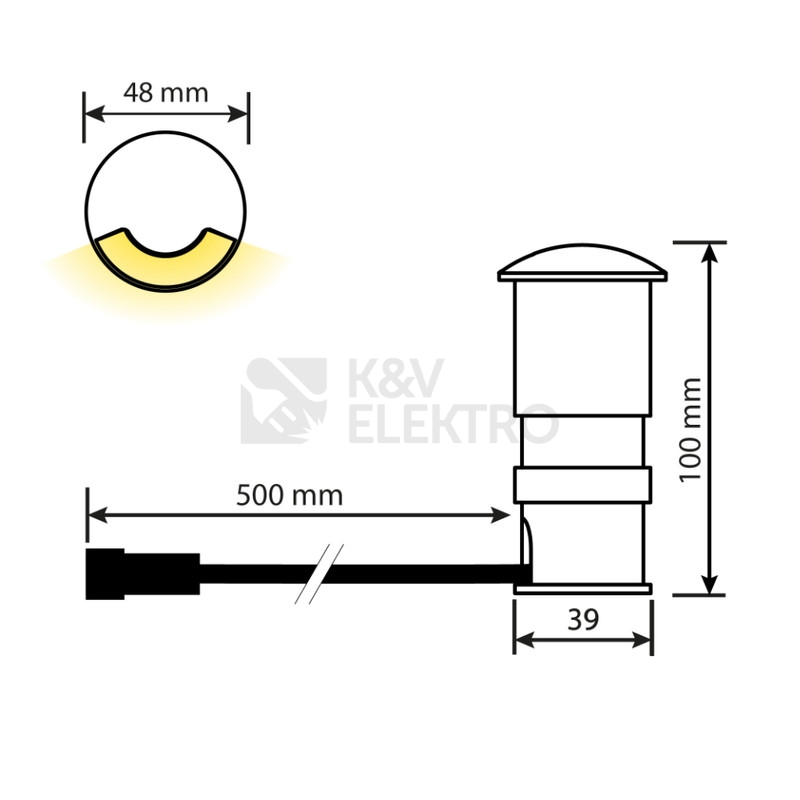 Obrázek produktu Zemní LED svítidlo McLED Ground S 3W 24VDC 3000K IP67 1x boční 120° 48x100mm ML-514.003.81.3 3