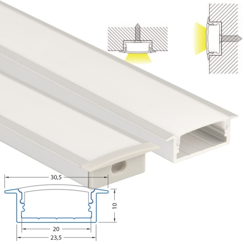Vestavný hliníkový profil McLED VD 30x10mm s matným difuzorem 2m ML-761.080.43.2