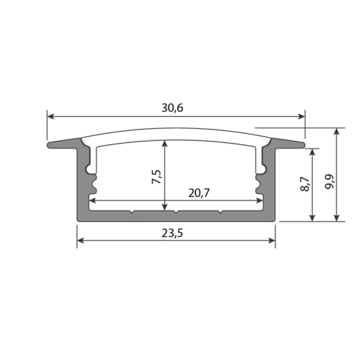 Vestavný hliníkový profil McLED VD 30x10mm s matným difuzorem 2m ML-761.080.43.2 (obrázek 4)
