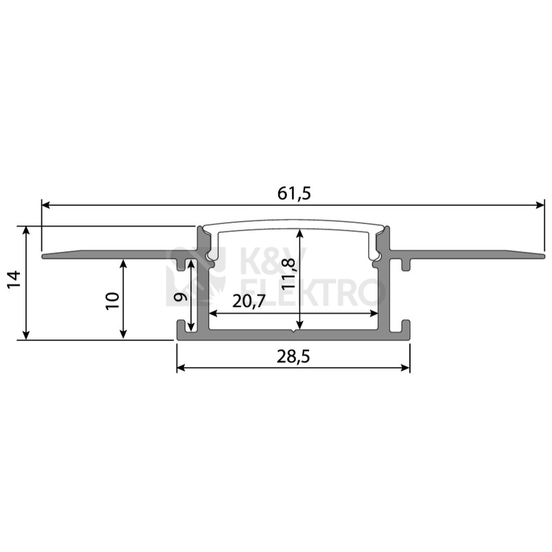 Obrázek produktu Hliníkový profil McLED AZ pro sádrokarton 62x14mm včetně matného difuzoru 2m ML-761.084.43.2 2