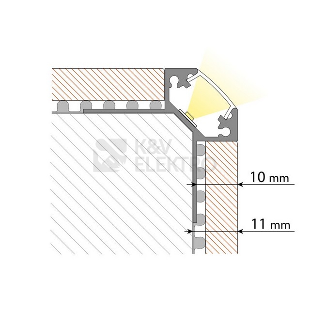 Obrázek produktu Hliníkový profil McLED pro obklady a dlažbu DE 38x28mm včetně mléčného difuzoru 2m ML-761.330.05.2 2