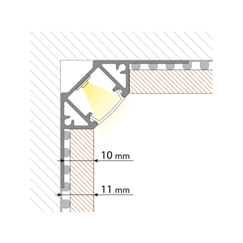 Hliníkový profil McLED pro obklady a dlažbu DF 61x25mm včetně mléčného difuzoru 2m ML-761.331.05.2