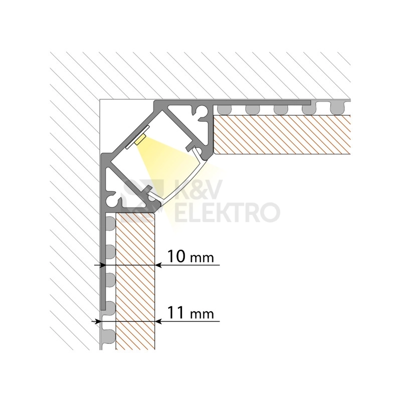Obrázek produktu Hliníkový profil McLED pro obklady a dlažbu DF 61x25mm včetně mléčného difuzoru 2m ML-761.331.05.2 1