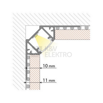 Obrázek produktu Hliníkový profil McLED pro obklady a dlažbu DF 61x25mm včetně mléčného difuzoru 2m ML-761.331.05.2 2