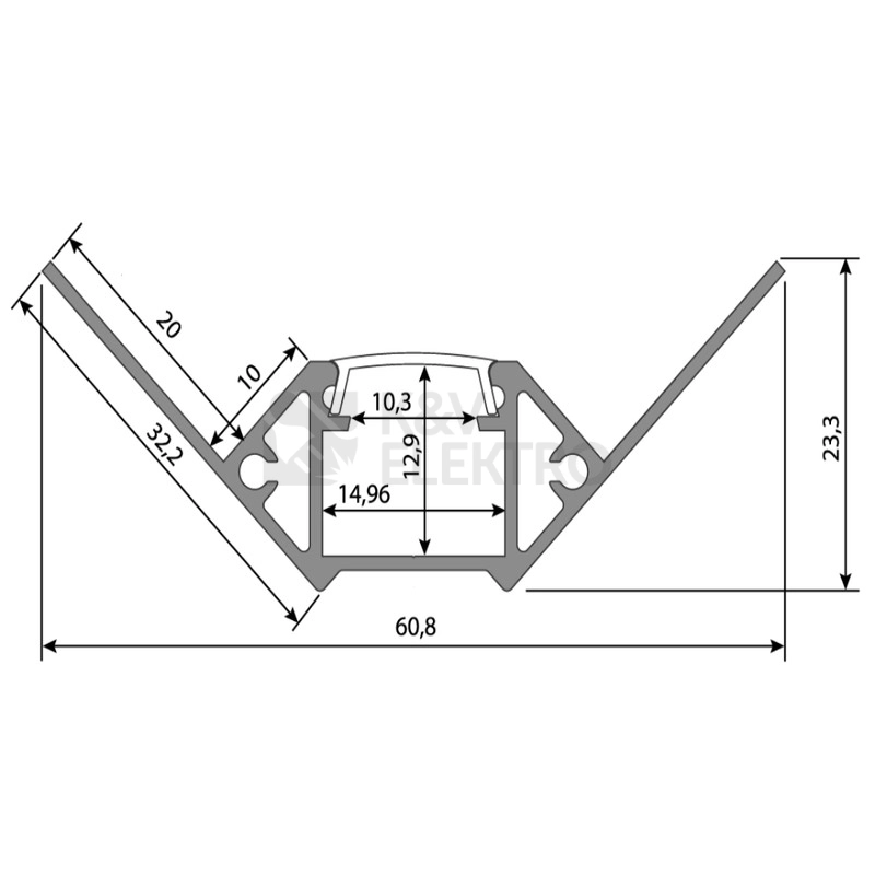 Obrázek produktu Hliníkový profil McLED pro obklady a dlažbu DF 61x25mm včetně mléčného difuzoru 2m ML-761.331.05.2 2