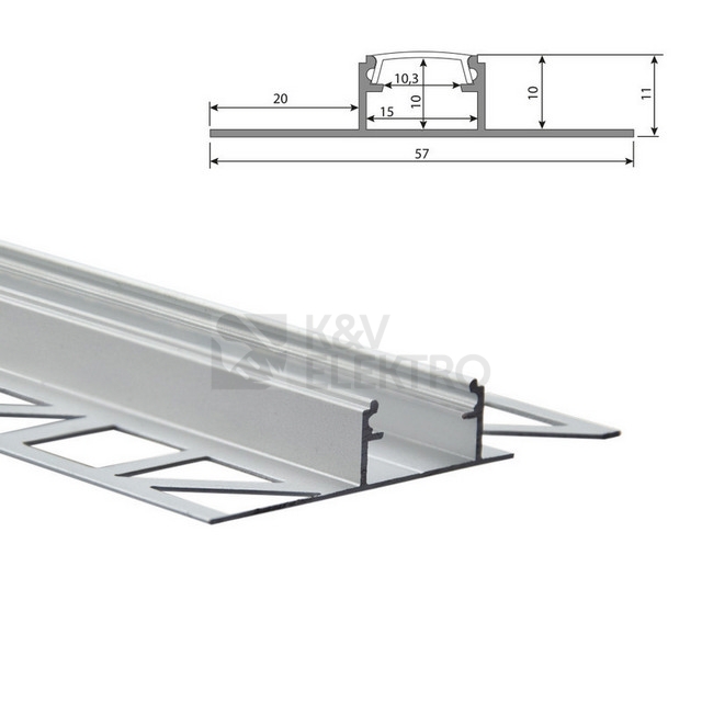 Obrázek produktu Hliníkový profil McLED pro obklady a dlažbu DG 57x11mm včetně mléčného difuzoru 1m ML-761.332.05.1 3