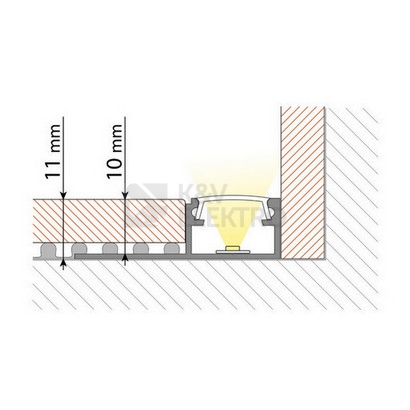 Obrázek produktu Hliníkový profil McLED pro obklady a dlažbu DH 37x11mm včetně mléčného difuzoru 1m ML-761.333.05.1 2