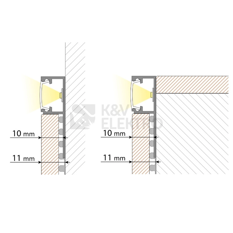 Obrázek produktu Hliníkový profil McLED pro obklady a dlažbu DH 37x11mm včetně mléčného difuzoru 1m ML-761.333.05.1 2