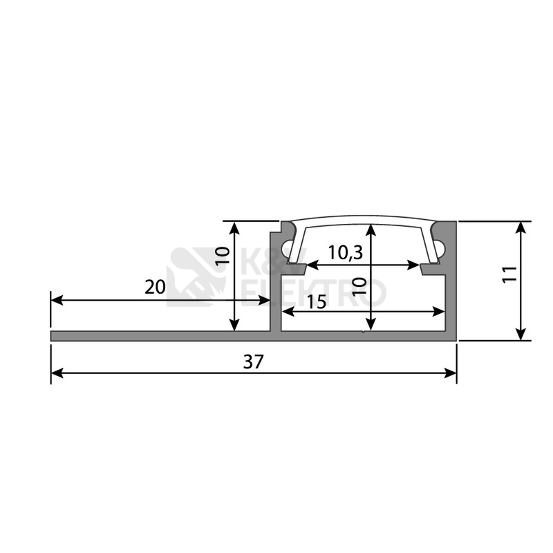 Obrázek produktu Hliníkový profil McLED pro obklady a dlažbu DH 37x11mm včetně mléčného difuzoru 1m ML-761.333.05.1 4