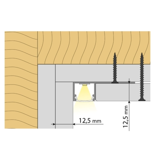 Hliníkový profil McLED pro sádrokartony AW 47x15mm včetně mléčného difuzoru 2m ML-761.335.05.2 (obrázek 4)