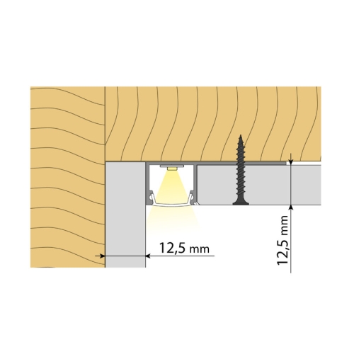 Hliníkový profil McLED pro sádrokartony AW 47x15mm včetně mléčného difuzoru 2m ML-761.335.05.2