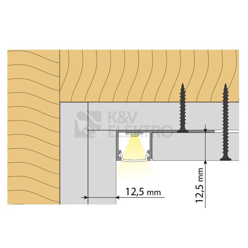 Obrázek produktu Hliníkový profil McLED pro sádrokartony AW 47x15mm včetně mléčného difuzoru 2m ML-761.335.05.2 2