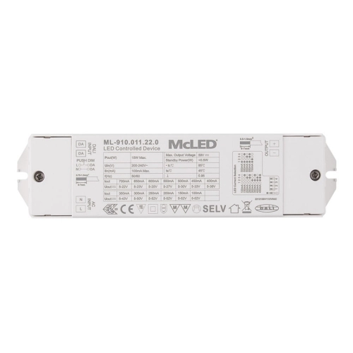Stmívatelný DALI driver 15W 100-700mA 5-52VDC McLED ML-910.011.22.0