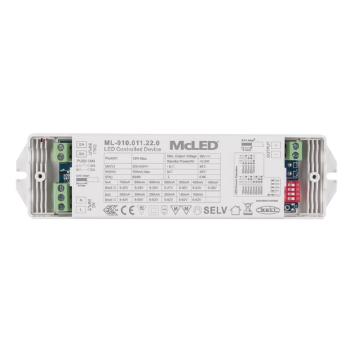 Stmívatelný DALI driver 15W 100-700mA 5-52VDC McLED ML-910.011.22.0