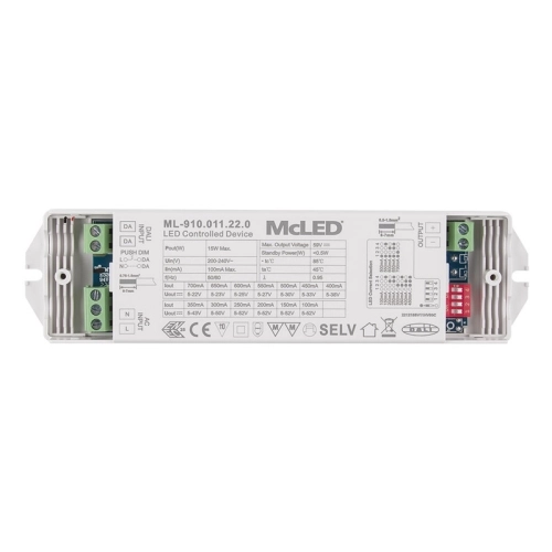 Stmívatelný DALI driver 15W 100-700mA 5-52VDC McLED ML-910.011.22.0 (obrázek 3)