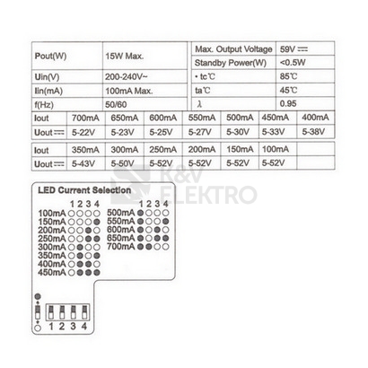 Obrázek produktu Stmívatelný DALI driver 15W 100-700mA 5-52VDC McLED ML-910.011.22.0 6