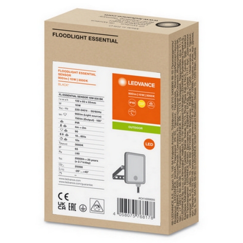 LED reflektor s pohybovým čidlem LEDVANCE Essential 10W 3000K teplá bílá IP65