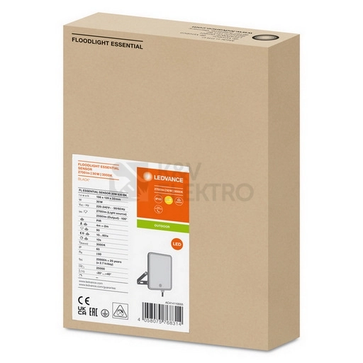 Obrázek produktu LED reflektor s pohybovým čidlem LEDVANCE Essential 30W 3000K teplá bílá IP65 1