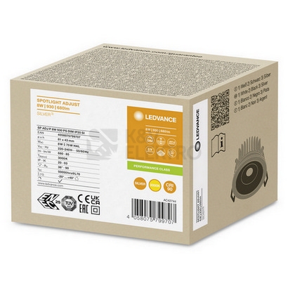 Obrázek produktu Podhledové LED svítidlo LEDVANCE SPOT ADJUST stříbrné 8W 3000K CRI90 36° stmívatelné 1