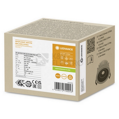 Obrázek produktu Podhledové LED svítidlo LEDVANCE SPOT AIR FIX IP65 bílé 6W 4000K CRI90 36° stmívatelné 1