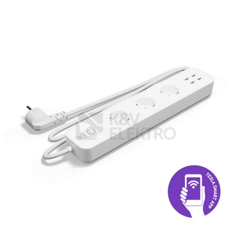 Chytrý prodlužovací kabel 3x zásuvka 4x USB Tesla Smart TSL-SPL-3+4USB