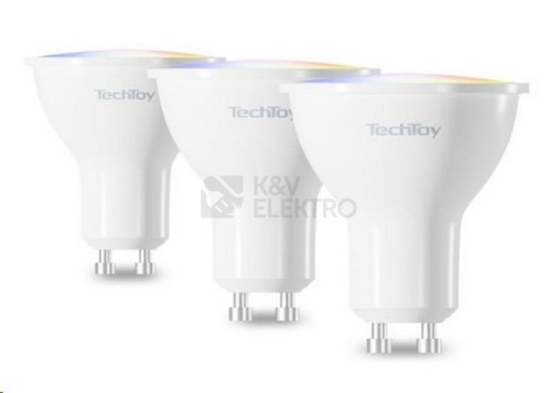 Obrázek produktu Sada 3ks chytrých LED žárovek TechToy Smart TSL-LIG-GU10-3PC GU10 4,5W RGB+2700-6500K 4