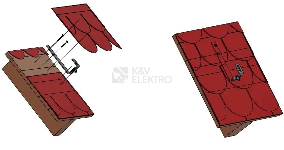 Obrázek produktu  Nerezový střešní hák PV-08-15 PL pro šikmé střechy - šindele, břidlice, lepenka 1