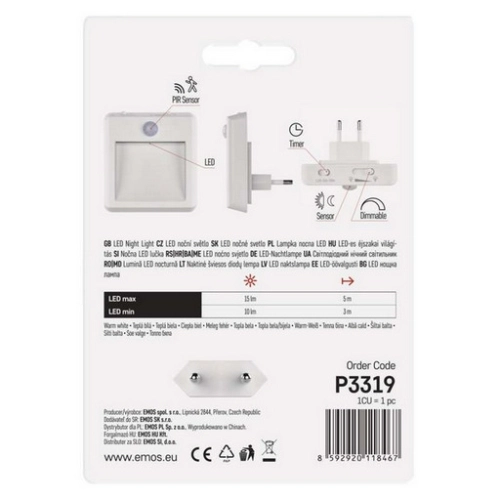 LED noční světlo EMOS P3319 s pohybovým čidlem do zásuvky (obrázek 5)