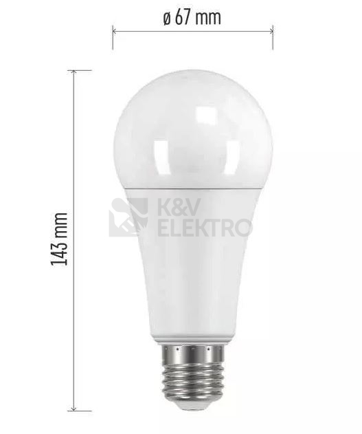 Obrázek produktu LED žárovka E27 EMOS Classic A67 19W (150W) teplá bílá (2700K) ZQ5183 3