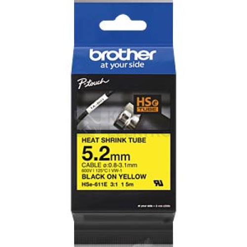 Popisovací smršťovací bužírka Brother P-touch HSe-611E žlutá/černá 5,2mm 1,5m