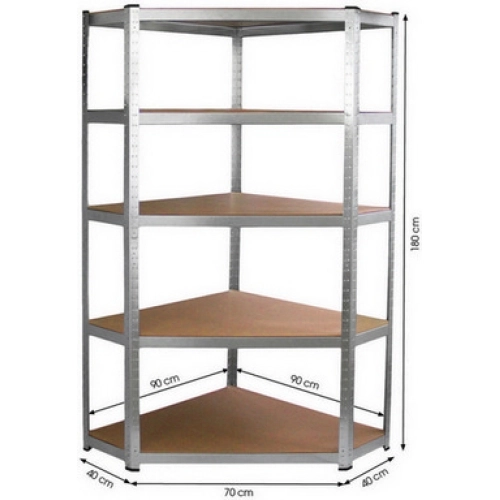 Rohový regál kovový FIELDMANN FDR 1840R 5polic 180x90x40mm 50003816 (obrázek 3)