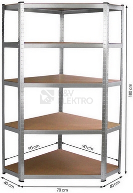 Obrázek produktu Rohový regál kovový FIELDMANN FDR 1840R 5polic 180x90x40mm 50003816 1