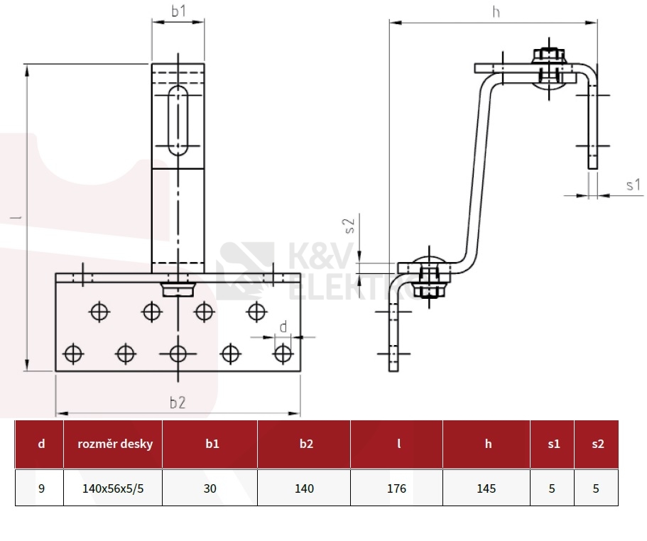 Obrázek produktu Nerezový kombinovaný střešní hák Vario 140x56x5/5 3x stavitelný 1