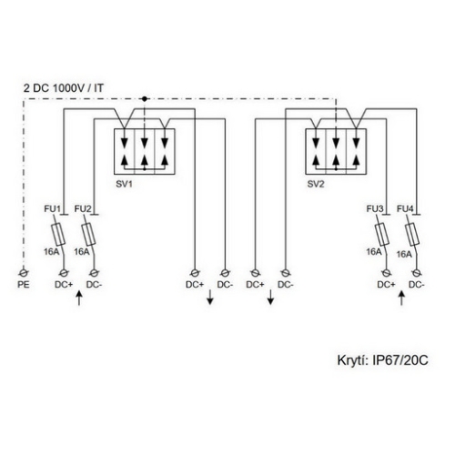 Fotovoltaický rozvaděč dva stringy N.G. FVE 51 6334 VB.02 1000V 16A IP67