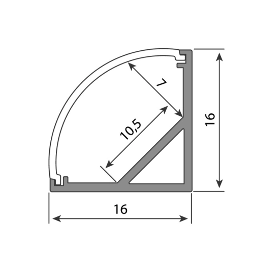Rohový hliníkový profil McLED RS2 16x16mm s čirým difuzorem 1m ML-761.040.74.1 (obrázek 5)