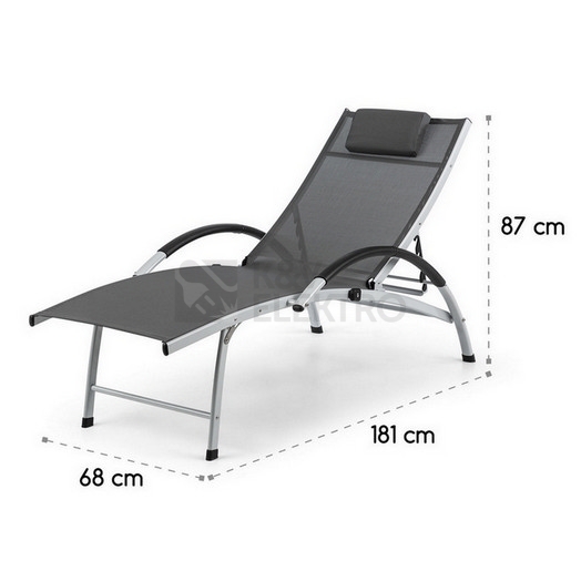 Obrázek produktu Lehátko Blumfeldt Sun Valley sklopné s polštářem šedé 10033308 2