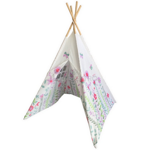 Dětský stan Teepee Jarní louka růžové kvítky G21 60026156 81032