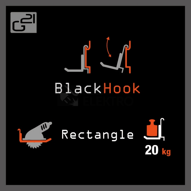 Obrázek produktu Závěsný systém G21 BlackHook Rectangle 9x10x24cm 635000 5