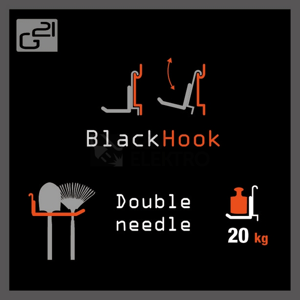 Obrázek produktu Závěsný systém G21 BlackHook double needle 8x10x22cm 635001 5
