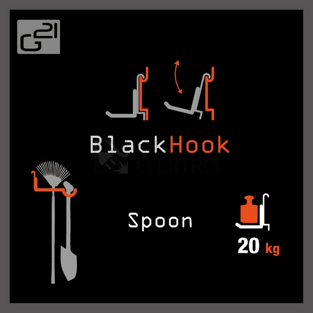 Obrázek produktu Závěsný systém G21 BlackHook spoon 7,5x9,5x20,5cm 635004 5