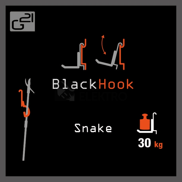 Obrázek produktu Závěsný systém G21 BlackHook snake 7,5x15x3cm 635005 4