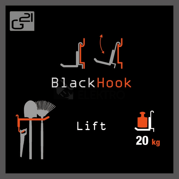 Obrázek produktu Závěsný systém G21 BlackHook lift 7,6x15x27cm 635011 5