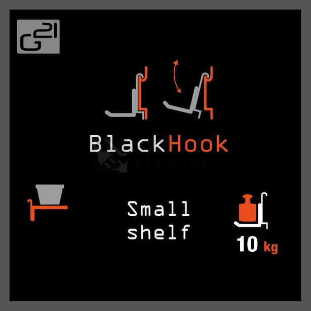 Obrázek produktu Závěsný systém G21 BlackHook small shelf 60x10x19,5cm 635014 5
