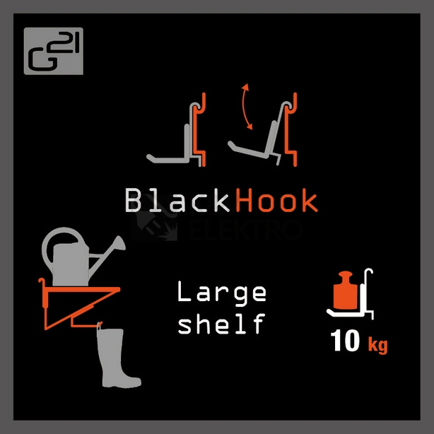 Obrázek produktu Závěsný systém G21 BlackHook large shelf 60x19x42cm 635015 4
