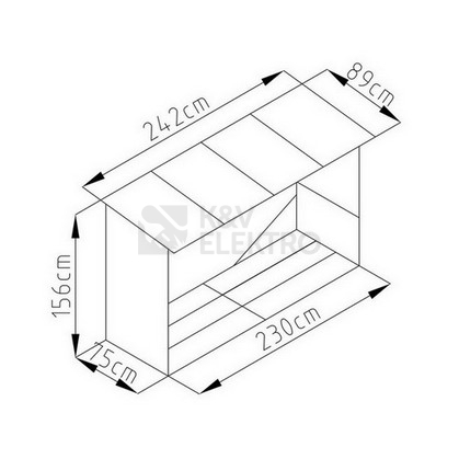 Obrázek produktu Přístřešek na dřevo G21 WOH 335 - 242x89cm šedý 63900504 4