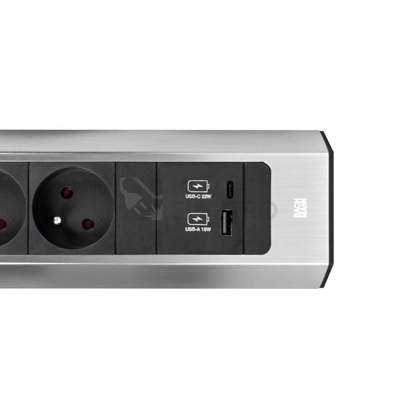 Obrázek produktu Rohová zásuvková lišta Bachmann 932.003 CASIA 2x230V USB nabíječka A/C 3