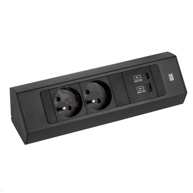 Obrázek produktu Rohová zásuvková lišta Bachmann 932.103 CASIA 2x230V USB nabíječka A/C 0